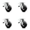 Service Caster 6 Inch Rubber on Steel Caster Set with Roller Bearing and Total Lock Brake SCC SCC-TTL30S620-RSR-4 - alternate 1